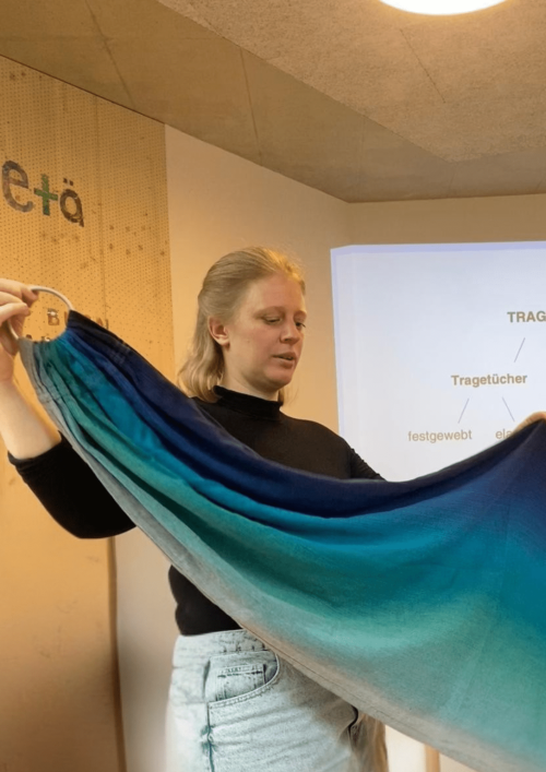 Präsentation verschiedener Tragemöglichkeiten